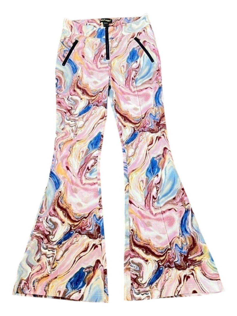 Like an Angel Trippy Psychedelic Marble Print Flare Pants